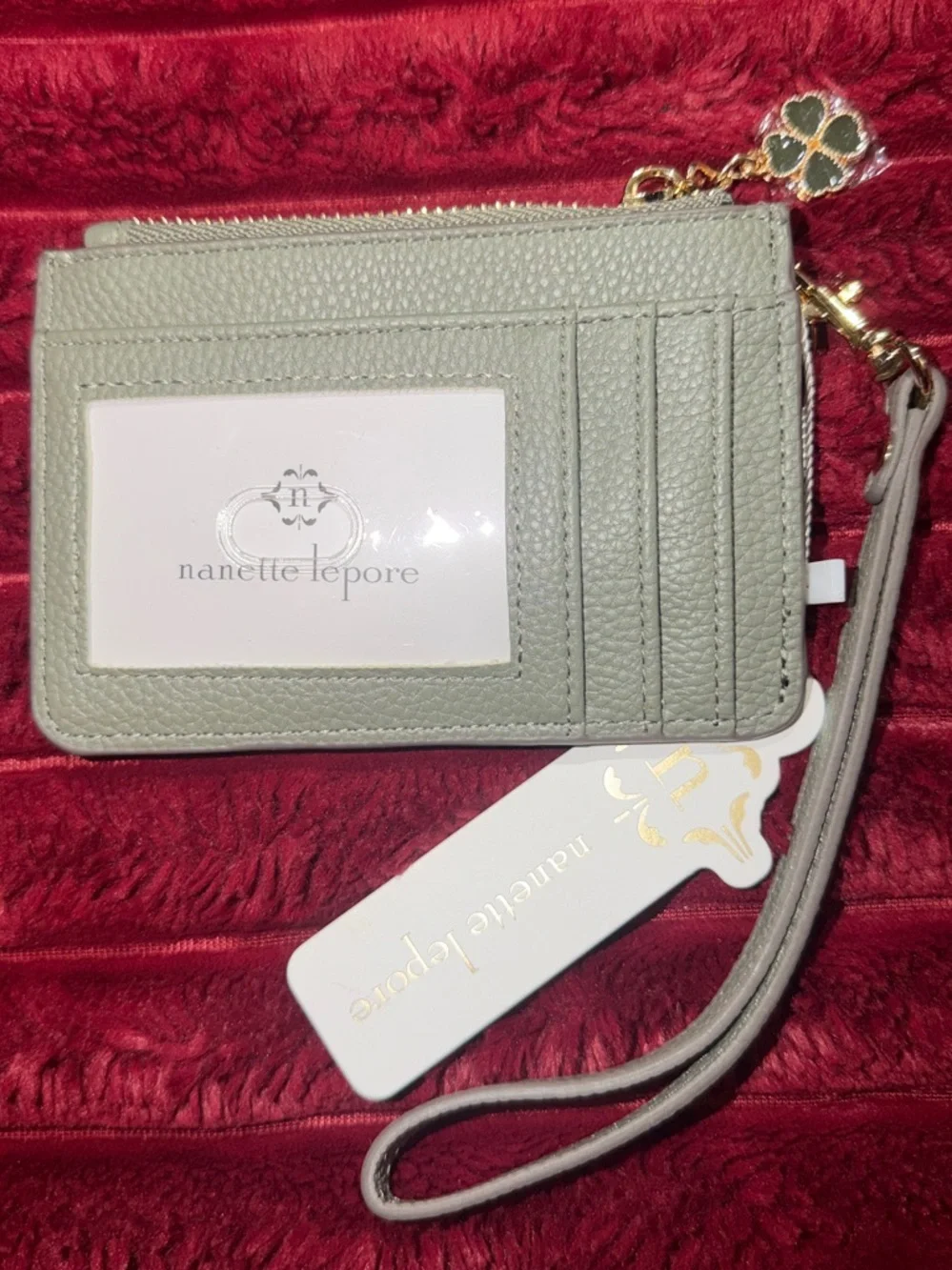 Nanette Lepore Pebbled Leather Wristlet in Sage